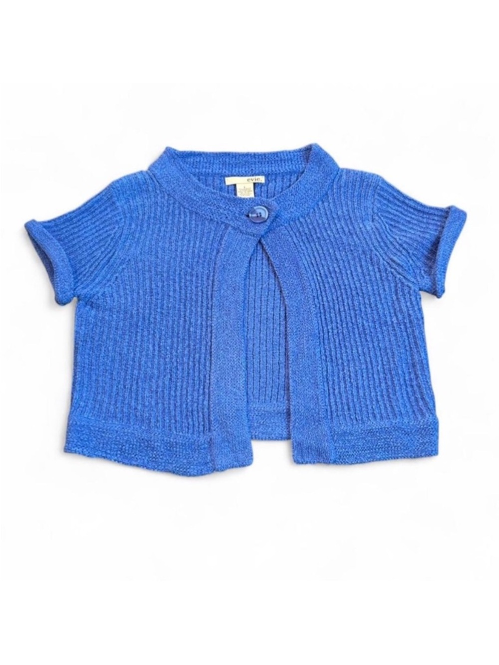 Y2K Cropped Shrug Cardigan Single Button Bolero Sweater Cornflower Blue Festival